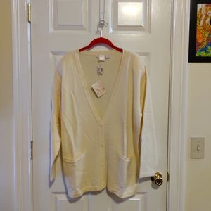 NEW Women's Off White Wool Buttoned Cardigan. By Amanda Fielding. Size L